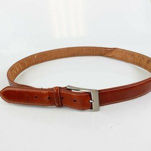 DONALD J. TRUMP Men's Leather Brown Classic‎ Belt 41 Formal Frame Silver Buckle